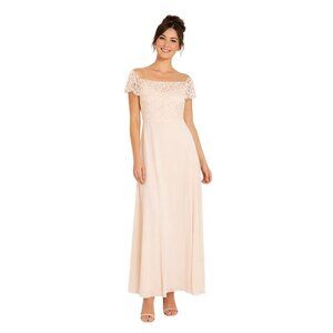 New Little Mistress 6 Apricot Lace Top Empire Waist Maxi Off-Shoulder Formal